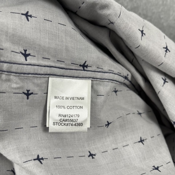 Johnston & Murphy Men's 2X Short Sleeve Button Up Casual Blue w Airplanes - Picture 7 of 9